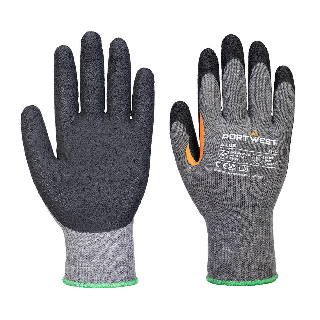 A106 Grip 10 Latex Reinforced Thumb Glove Grey/Black