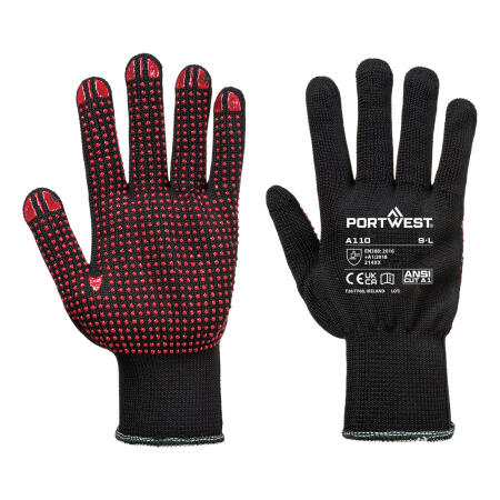 A110 Grip  13 PVC Dotted Glove Black