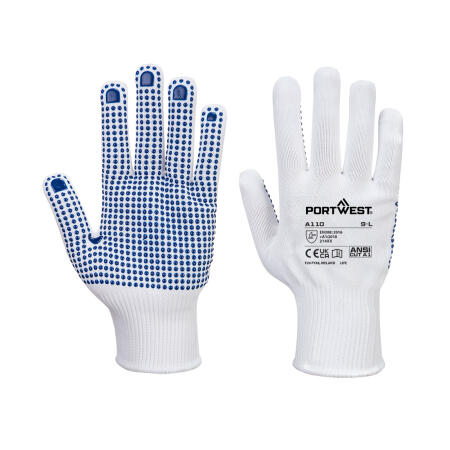 A110 Grip  13 PVC Dotted Glove White/Blue