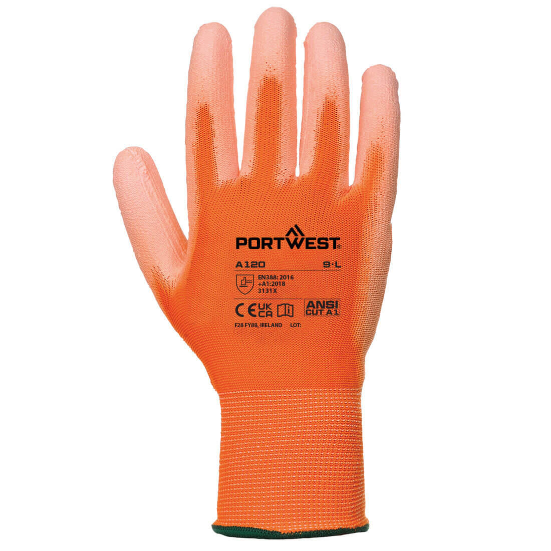 A120 Grip 13 PU Palm Glove Orange - Image 2
