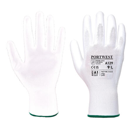 Portwest A129 PU Palm Glove - Carton (480 Pairs) White