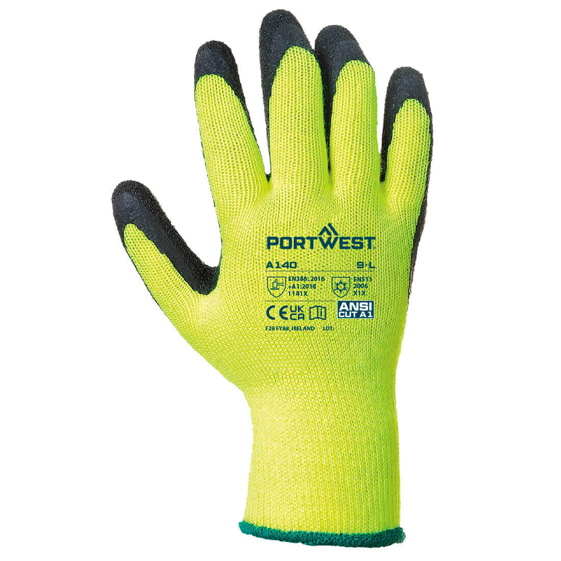 A140 Cold 10 Latex Crinkle Glove Black - Image 2