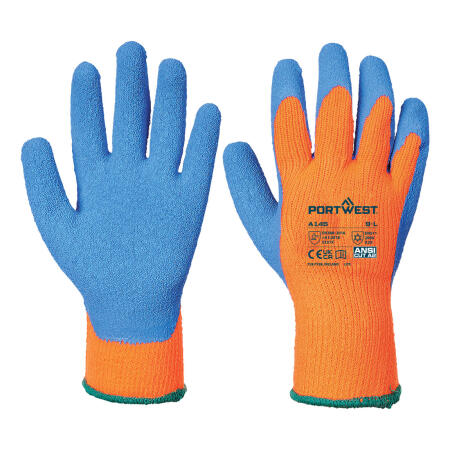 A145 Cold 7 Latex Crinkle Glove Orange/Blue