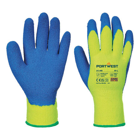 A145 Cold 7 Latex Crinkle Glove Yellow/Blue