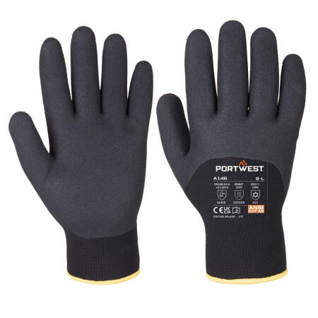 A146 Cold 15 Nitrile Sandy 3/4 Dipped Glove Black
