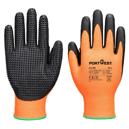 A148 Grip 13 Nitrile High Dotted Glove Orange/Black