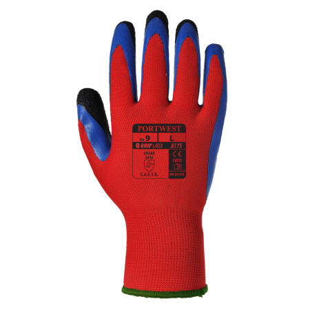 A175 Grip 13 Latex Double Coated Glove  Red/Blue