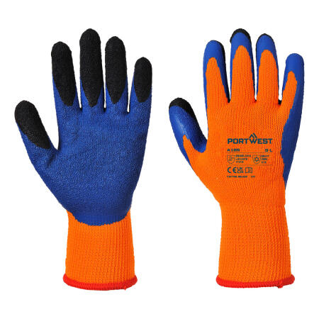 A185 Cold 7 Latex Crinkle Finger Dipped Glove Orange/Blue