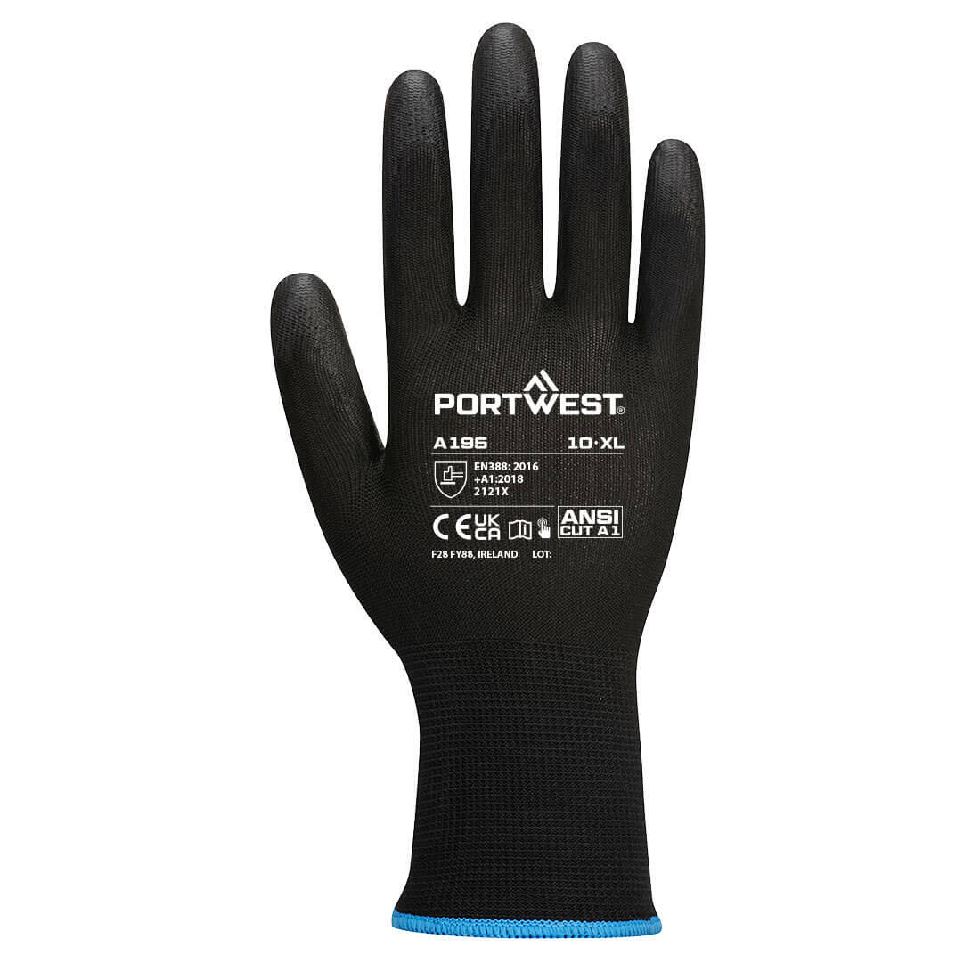 A195 Grip 13 PU Touchscreen Glove Black - Image 2