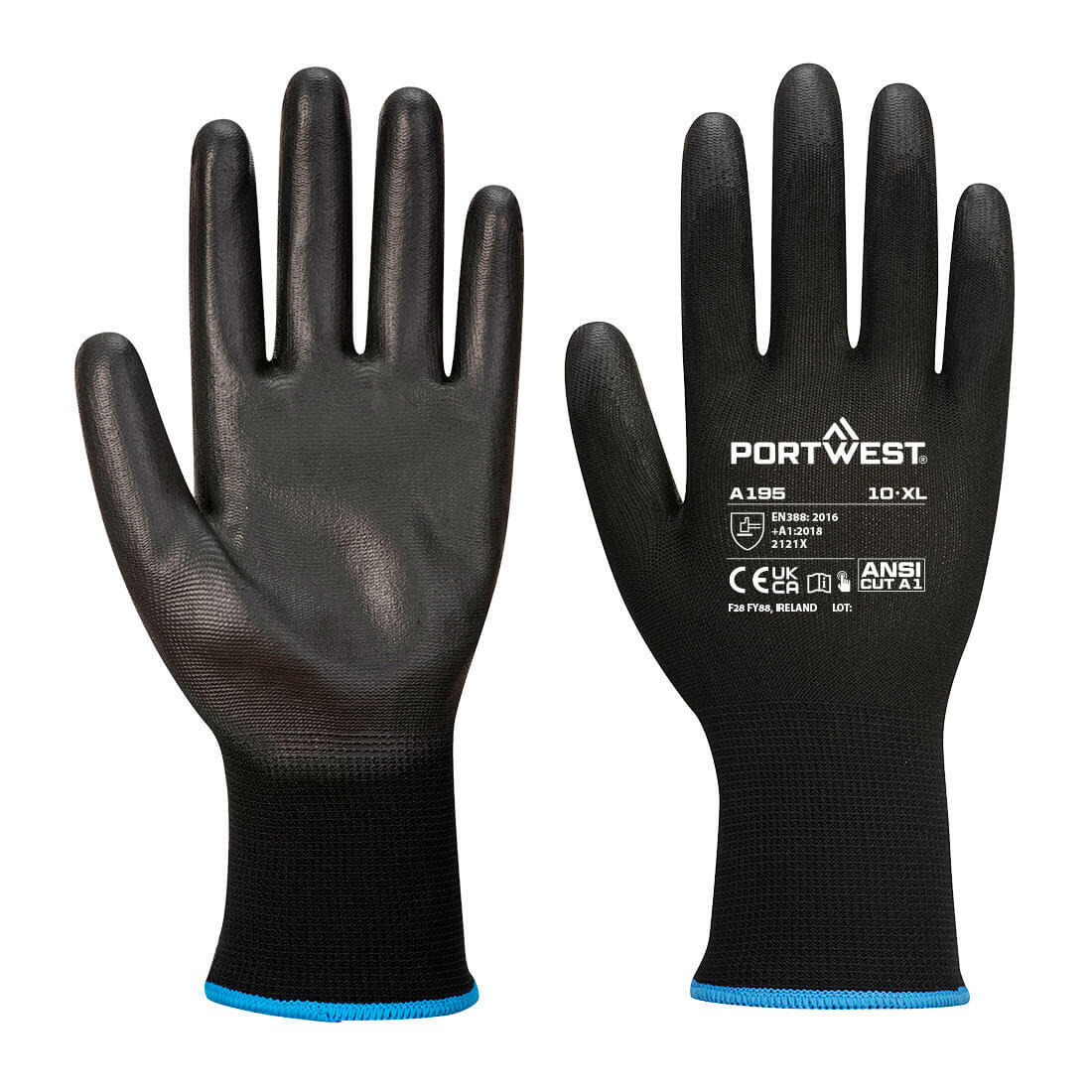 A195 Grip 13 PU Touchscreen Glove Black