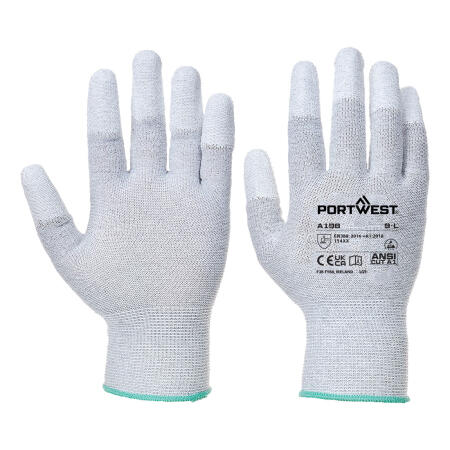 A198 ESD 13 PU Fingertip Glove Grey