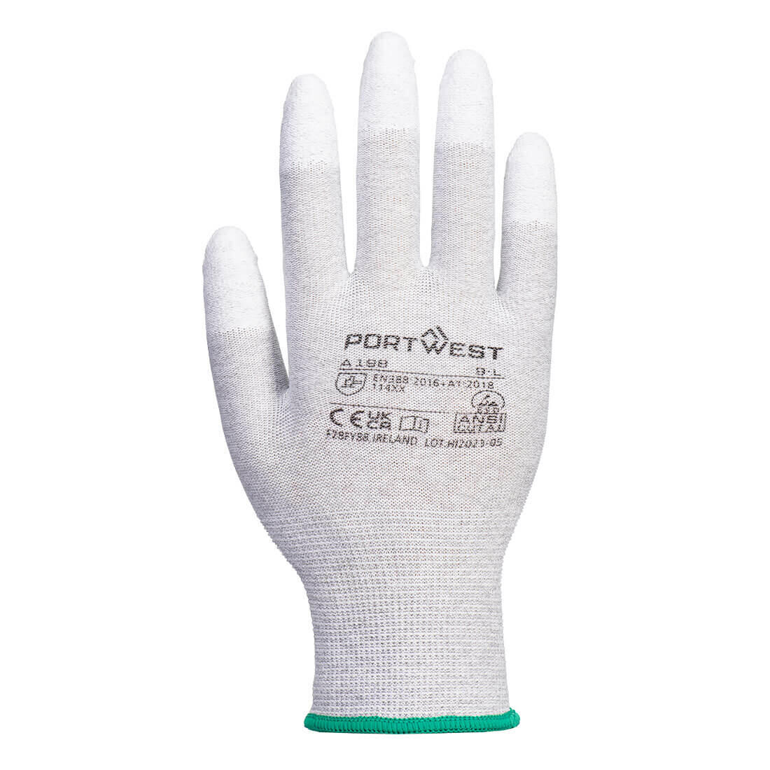 A198 ESD 13 PU Fingertip Glove Grey - Image 2