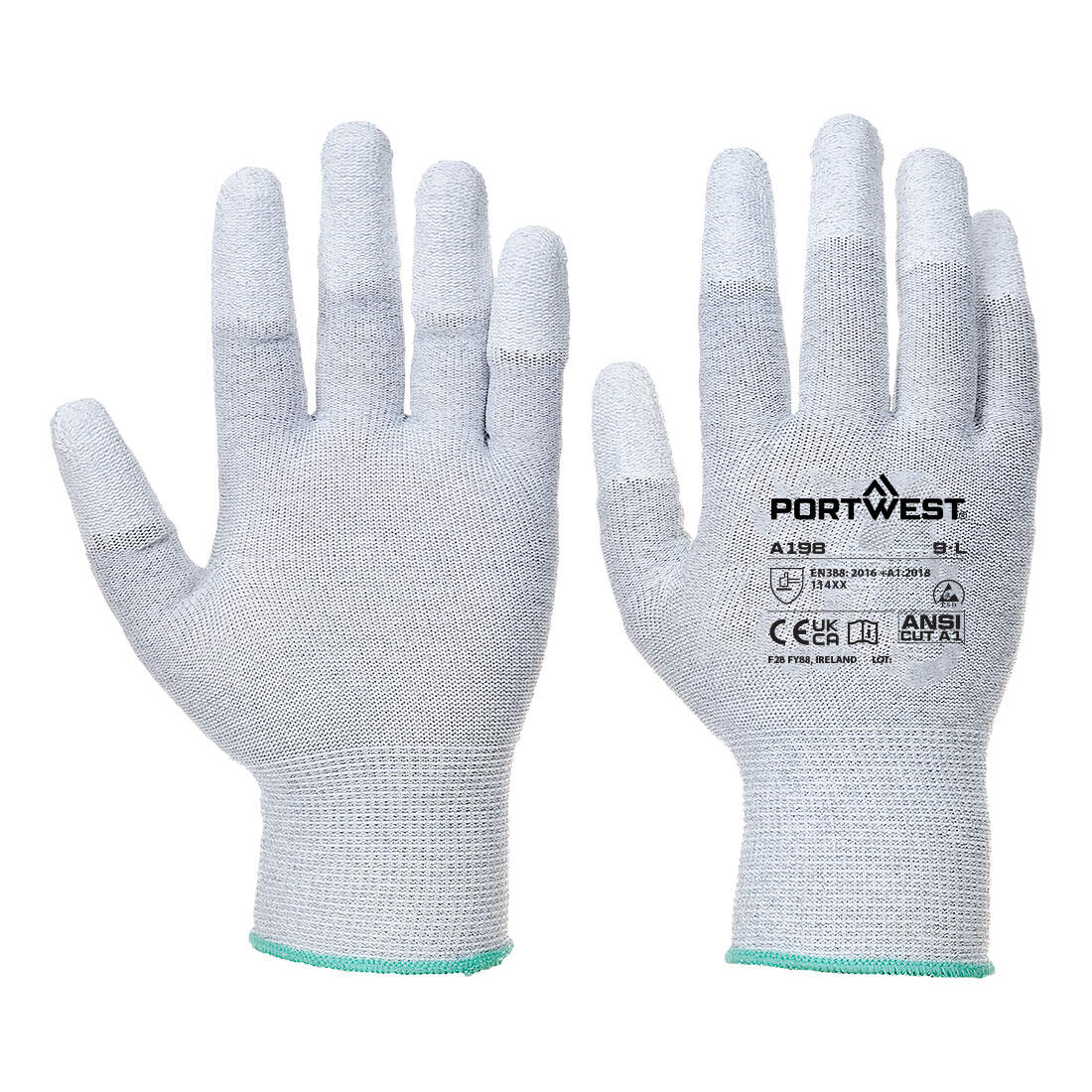A198 ESD 13 PU Fingertip Glove Grey