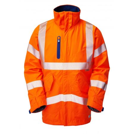 LEO Workwear MARISCO ISO 20471 Cl 3 High Performance Waterproof Anorak HV ORANGE