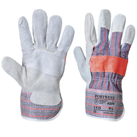 Portwest A209 Leather Rigger 300 Cow Split Palm Bar Glove Grey