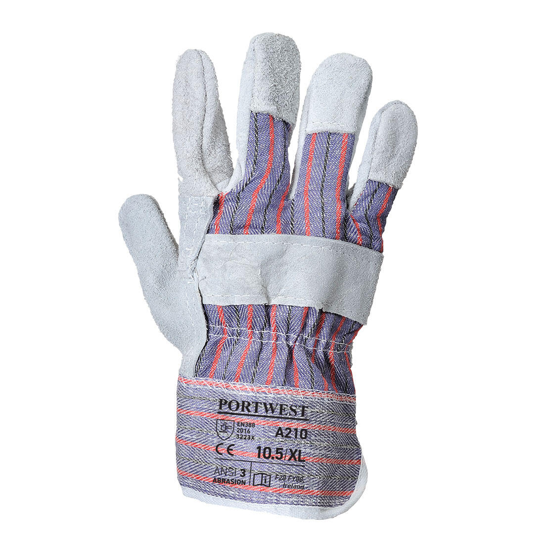 A210 Leather Rigger 260 Cow Split Palm Bar Glove Grey - Image 2