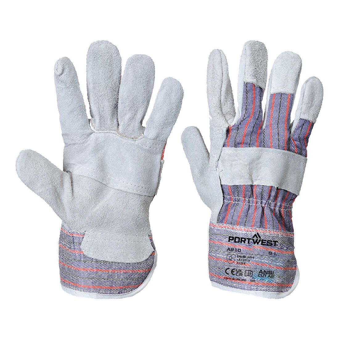 A210 Leather Rigger 260 Cow Split Palm Bar Glove Grey