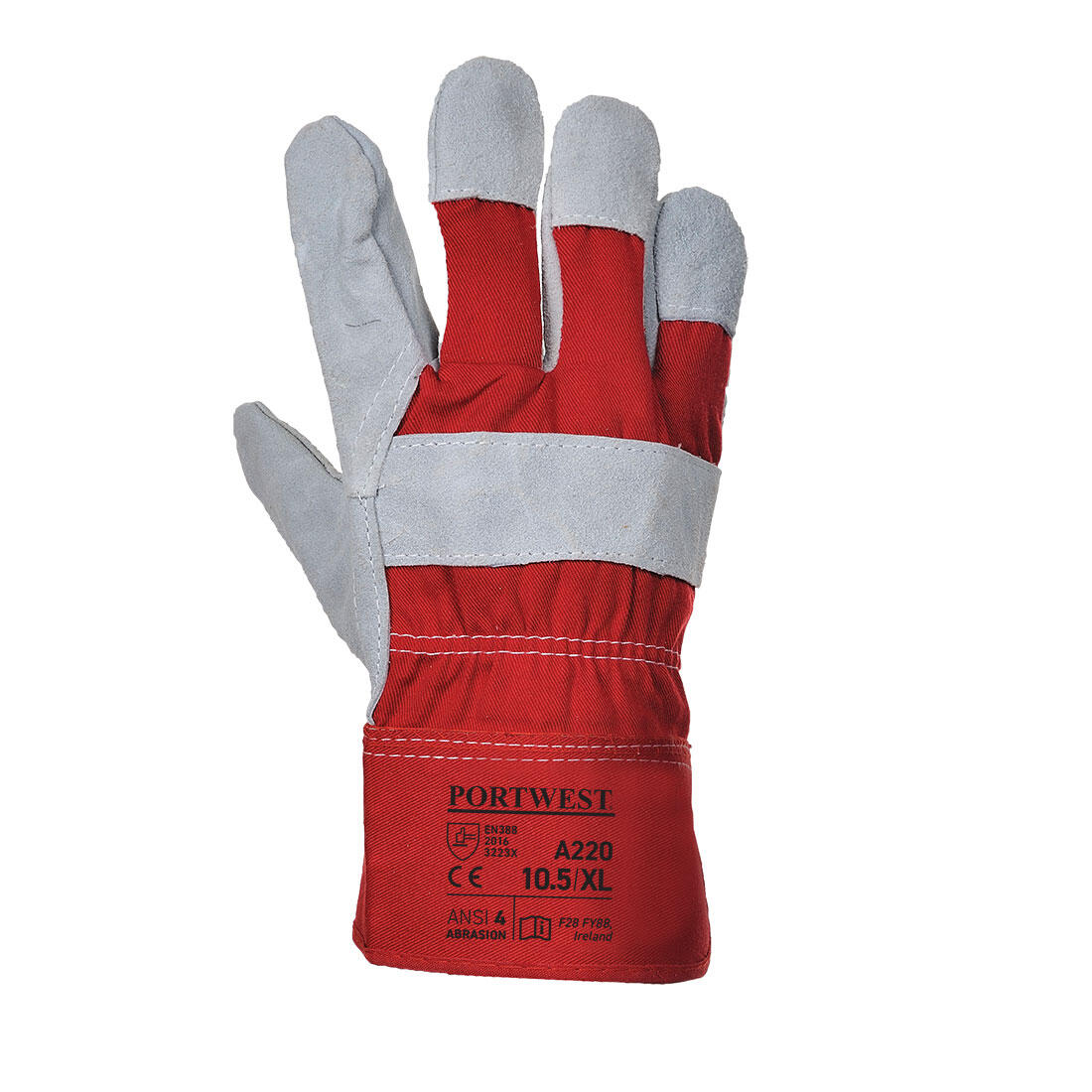 A220 Leather Rigger 130 Cow Split Glove Red - Image 2