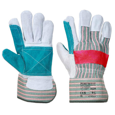 Portwest A229 Leather Rigger 320 Cow Split Reinforced Palm Glove Green