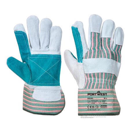 A230 Leather Rigger 365 Cow Split Reinforced Palm Glove Grey