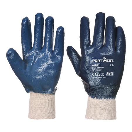 A300 Grip 12 Nitrile Full Dipped Knitwrist Glove  Navy