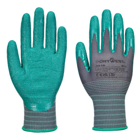 A313 Grip 15 Nitrile Crinkle Glove Grey/Green