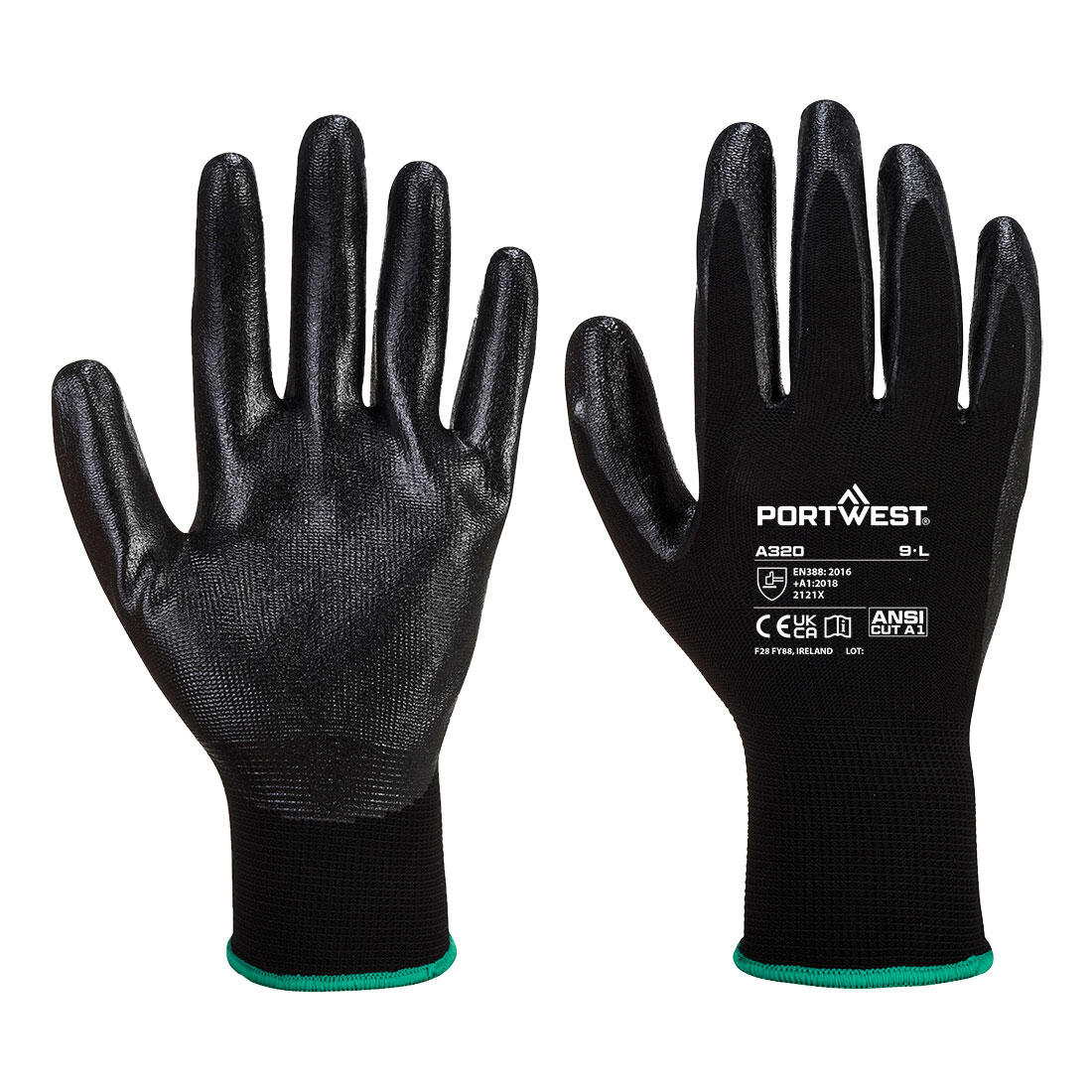 A320 Grip 13 Nitrile Foam Glove Black