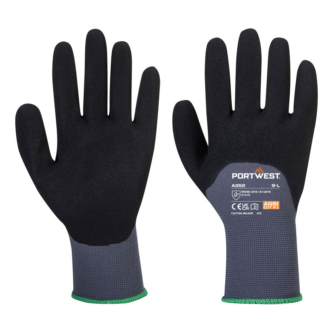 A352 Grip 15 Nitrile Sandy 3/4 Palm Glove Grey/Black