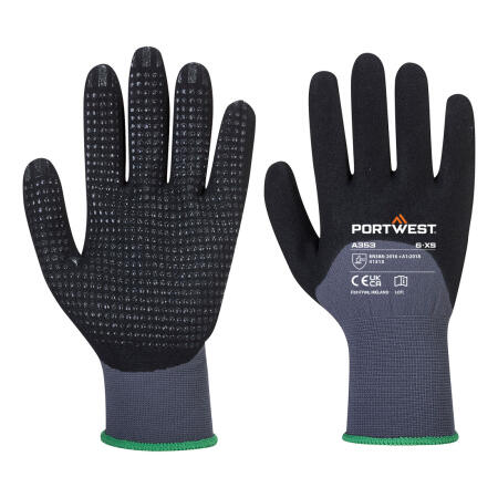 A353 Grip 15 Nitrile Sandy 3/4 Palm Dotted Glove Grey/Black