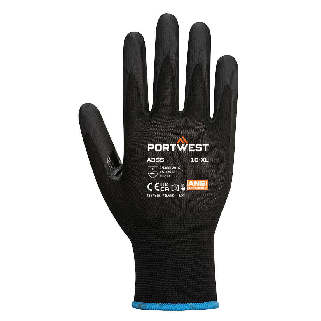 A355 Grip 15 Nitrile Foam Touchscreen Glove Black - Image 2