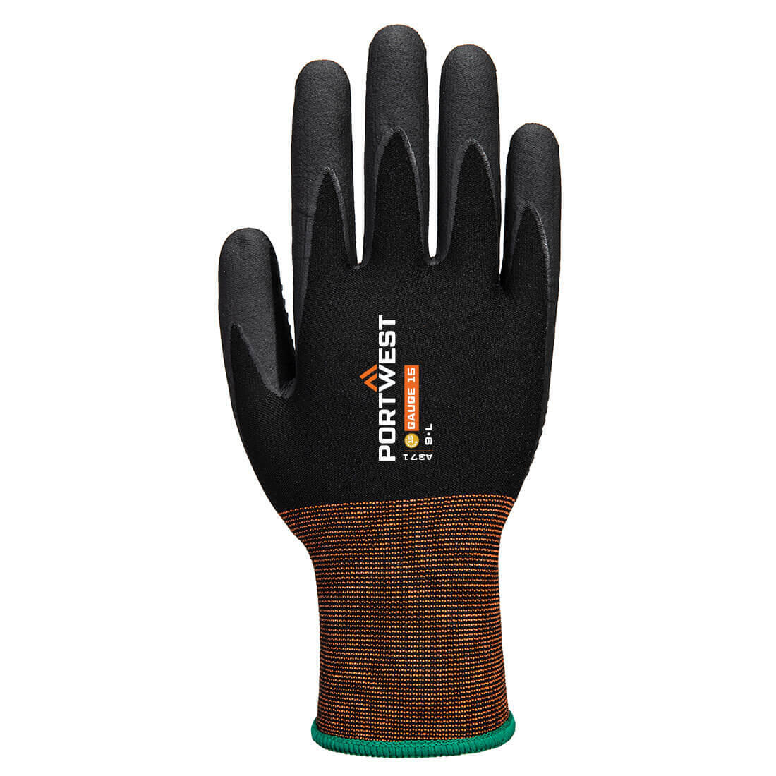 A371 GP Grip 15 Nitrile Micro Foam Dotted Glove Black - Image 2