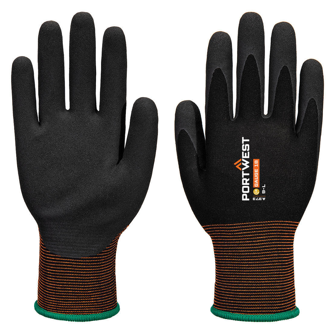 A373 GP Grip 18 Latex Sandy Glove Black