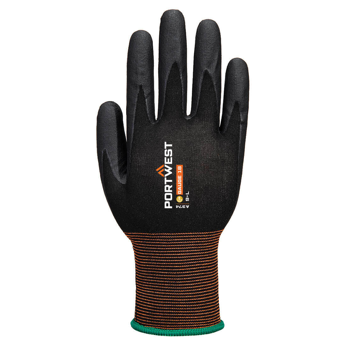 A374 GP Grip 18 Nitrile Micro Foam Glove Black - Image 2