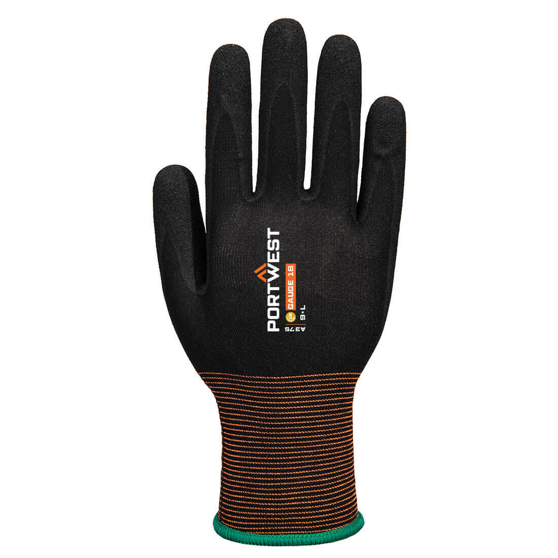 A375 GP Grip 18 Nitrile Smooth/Sandy Glove Black - Image 2