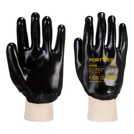 Portwest A400 Grip PVC Knitwrist Black