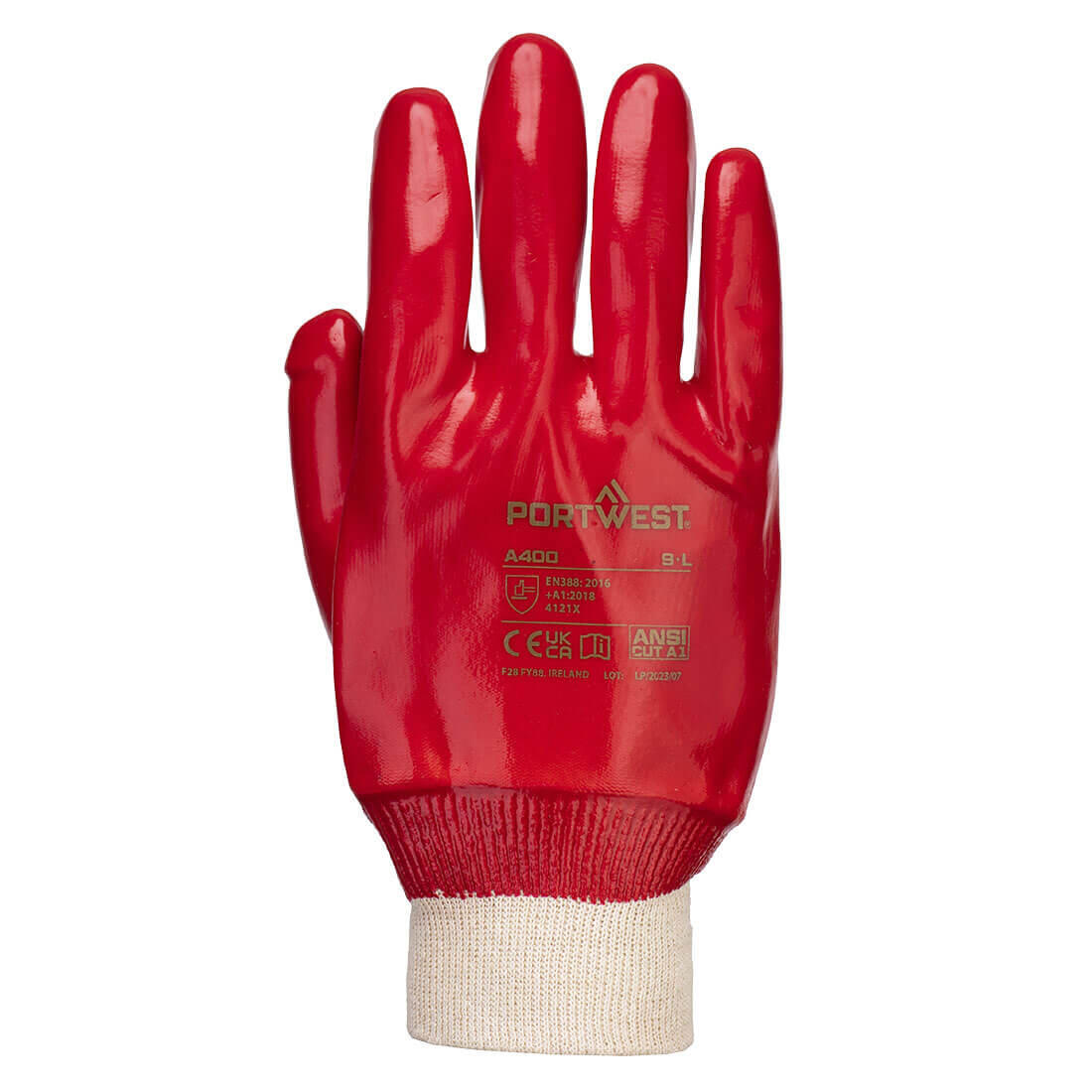 A400 Grip PVC Knitwrist Red - Image 2