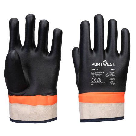 A402 Grip PVC Sandy Double Dipped Glove  Black/Orange