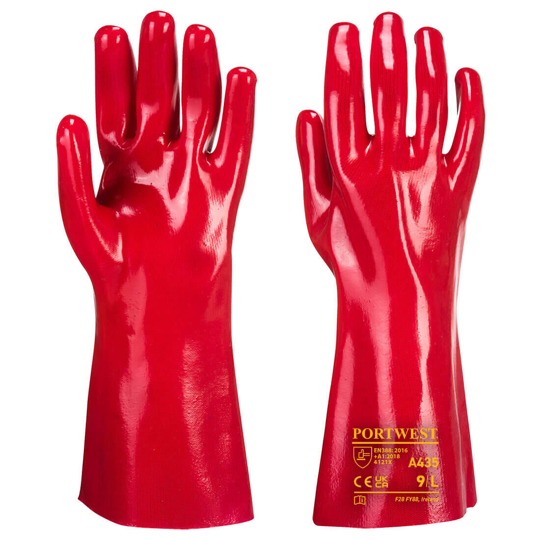 A435 Grip 12 PVC Gauntlet 35cm Red