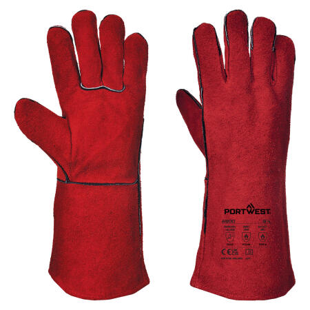 A500 Welders 210 Split Leather Red Gauntlet Red