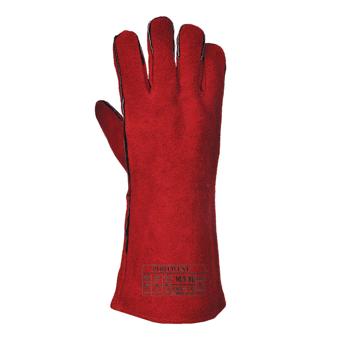 A500 Welders 210 Split Leather Red Gauntlet Red - Image 2