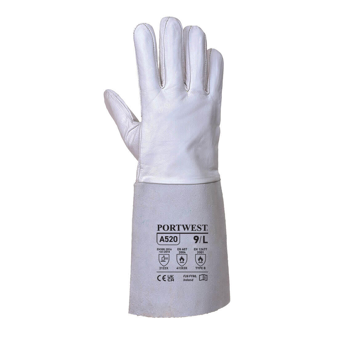 A520 TIG Welders 85 Grain Leather Gauntlet Grey - Image 2