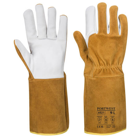 A521 TIG Welders 220 Grain Leather Gauntlet  Brown