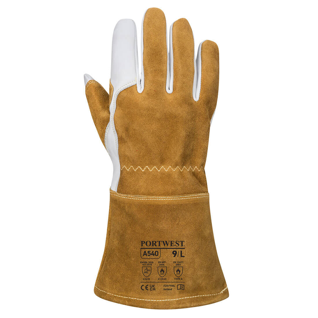 A540 MIG Welders 320 Grain Leather Reinforced Gauntlet Brown - Image 2