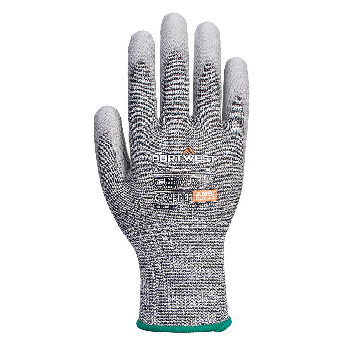 A622 Cut C13 PU Glove Grey - Image 2