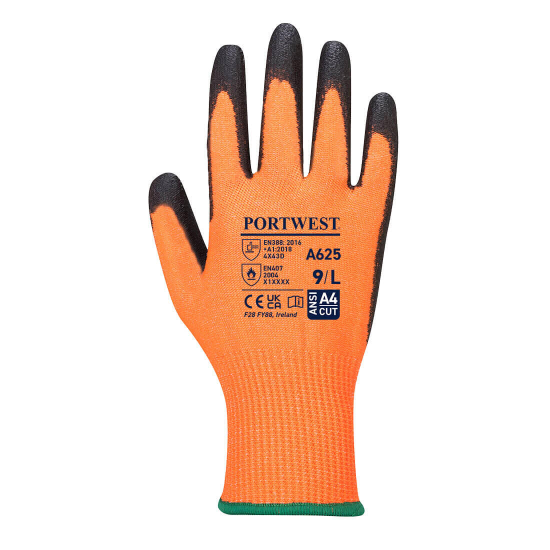A625 Cut D13 PU Viz-Tex Glove Orange/Black - Image 2