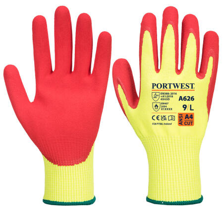 Portwest A626 Vis-Tex Cut D13 Nitrile Glove Yellow/Red