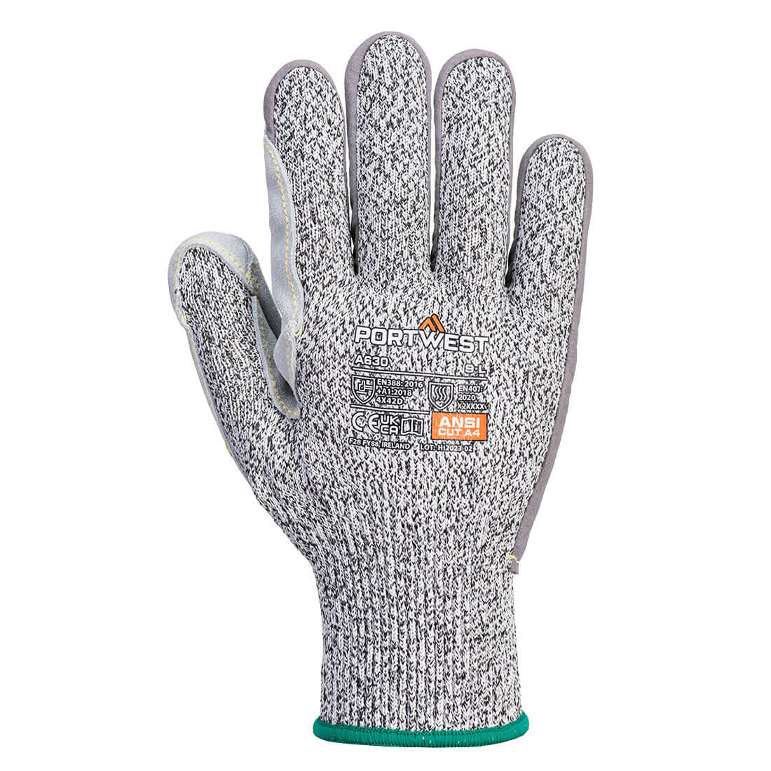 A630 Cut D13 Leather Palm Glove Grey - Image 2