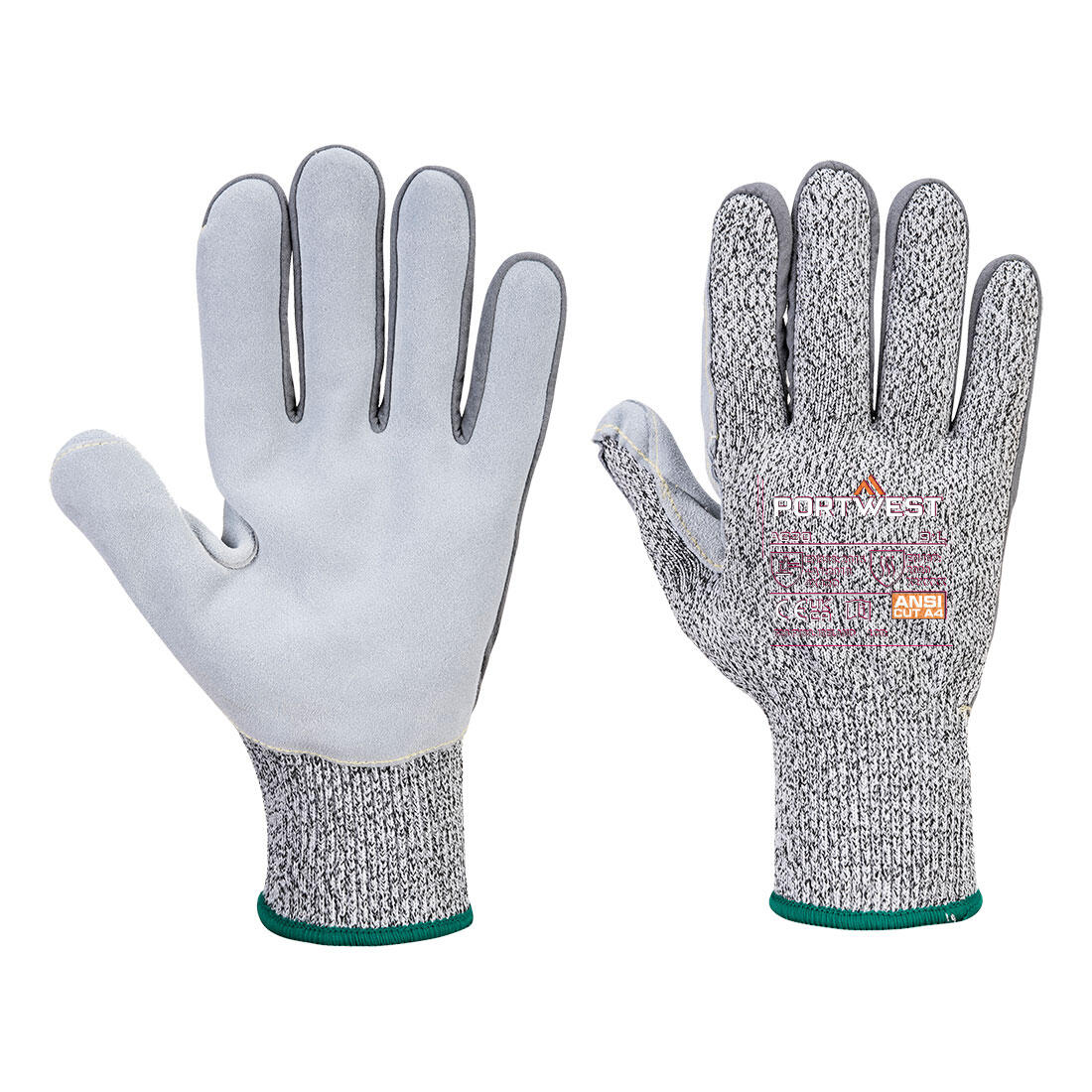 A630 Cut D13 Leather Palm Glove Grey