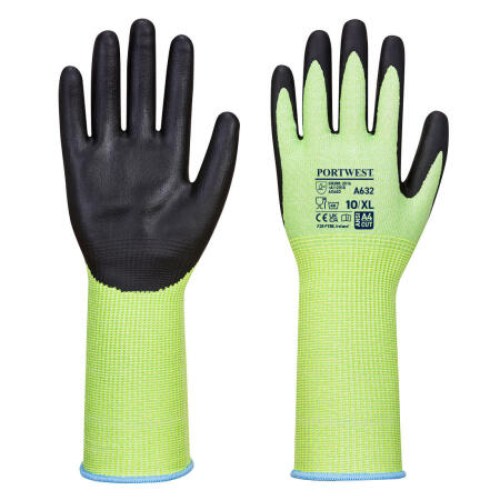 A632 Cut D13 Nitrile Green Long Cuff Glove  Green/Black