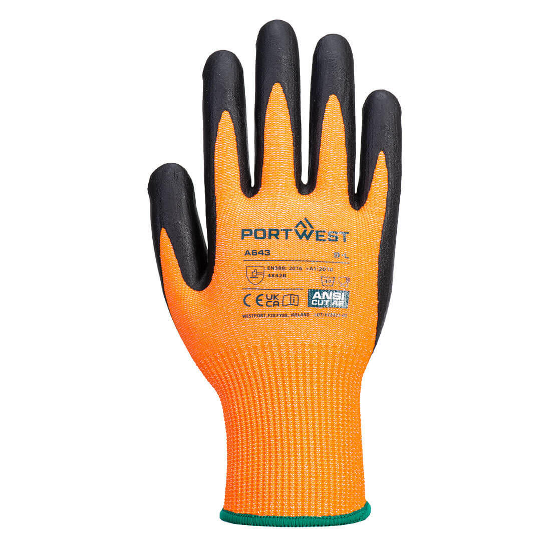 A643 Cut B13 Nitrile Amber Glove Amber - Image 2
